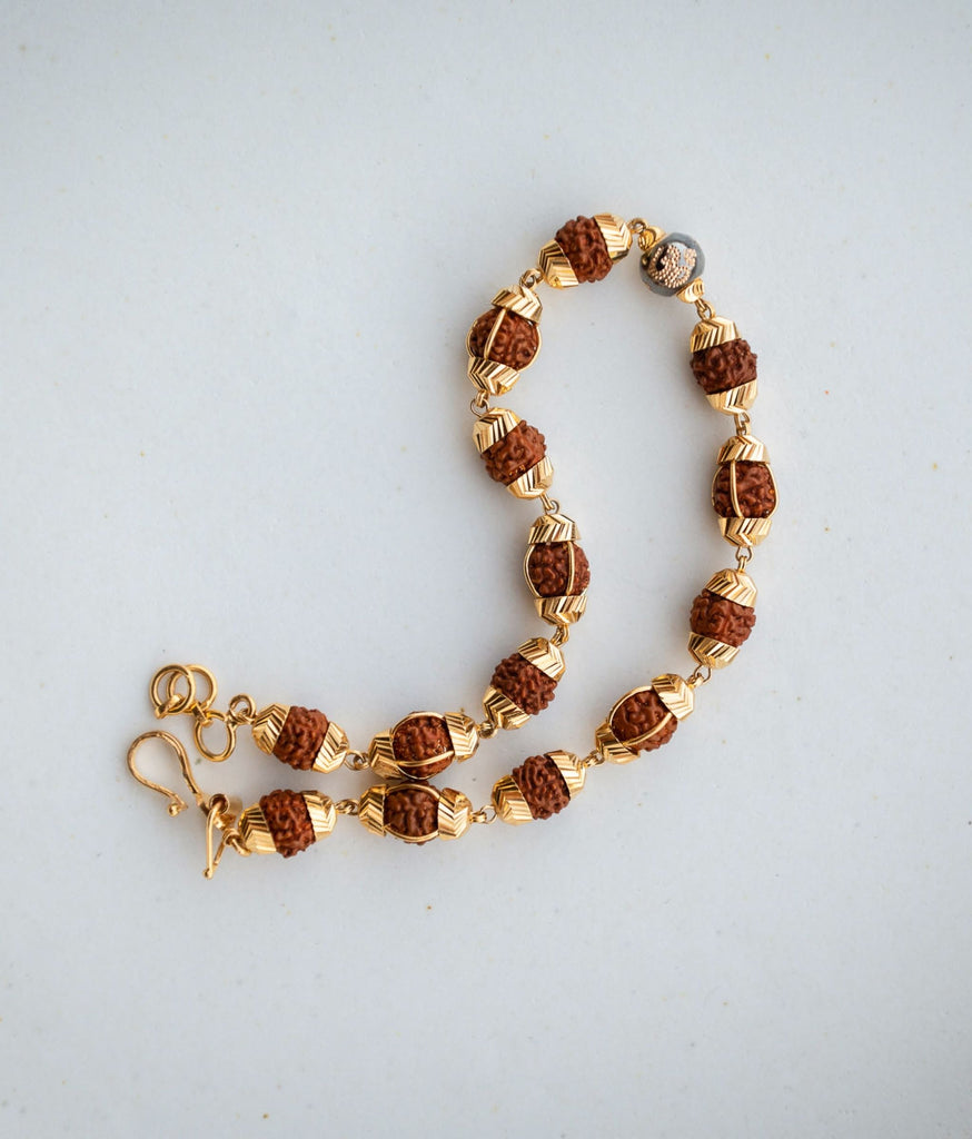 22K Gold Floral Embellished Rudraksha Bracelet – Gold Palace